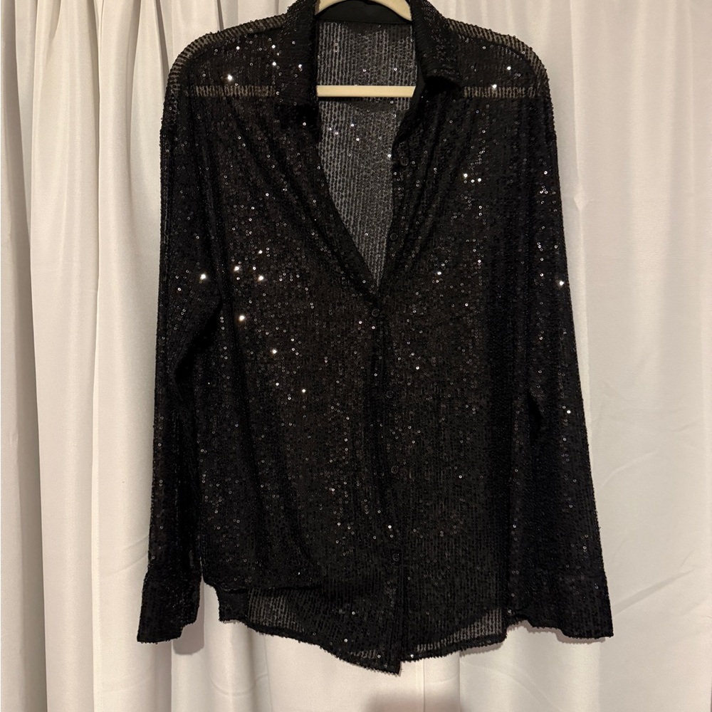 Black Sequin Women's Top